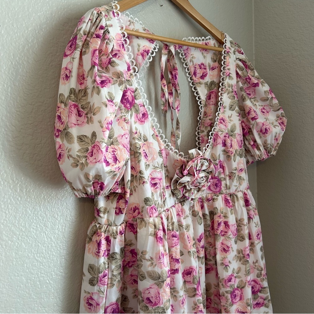 NWT, For Love & Lemons Women’s Milani Mini Floral Dress in White Multi, Size 1X - Picture 5 of 12